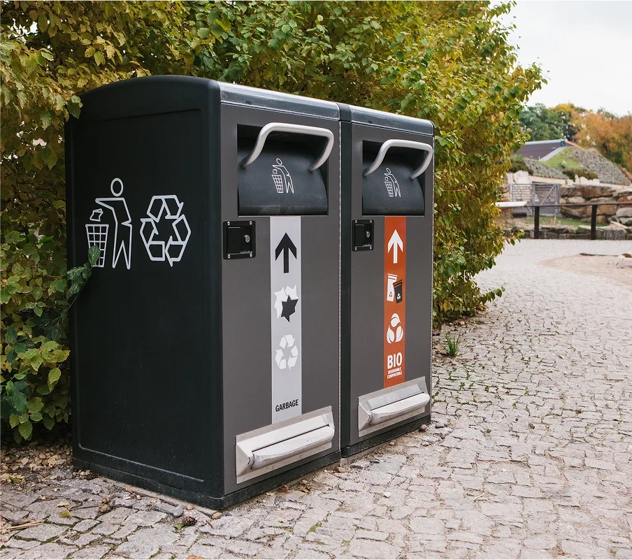 A dust bin with a biodegradable waste compartment promoting sustainability
